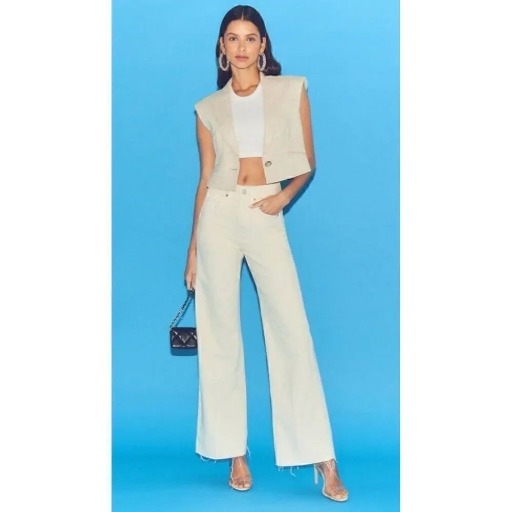 NWT VERONICA BEARD Sz 31 / 12 TAYLOR RELAXED WIDE LEG JEANS IVORY ECRU